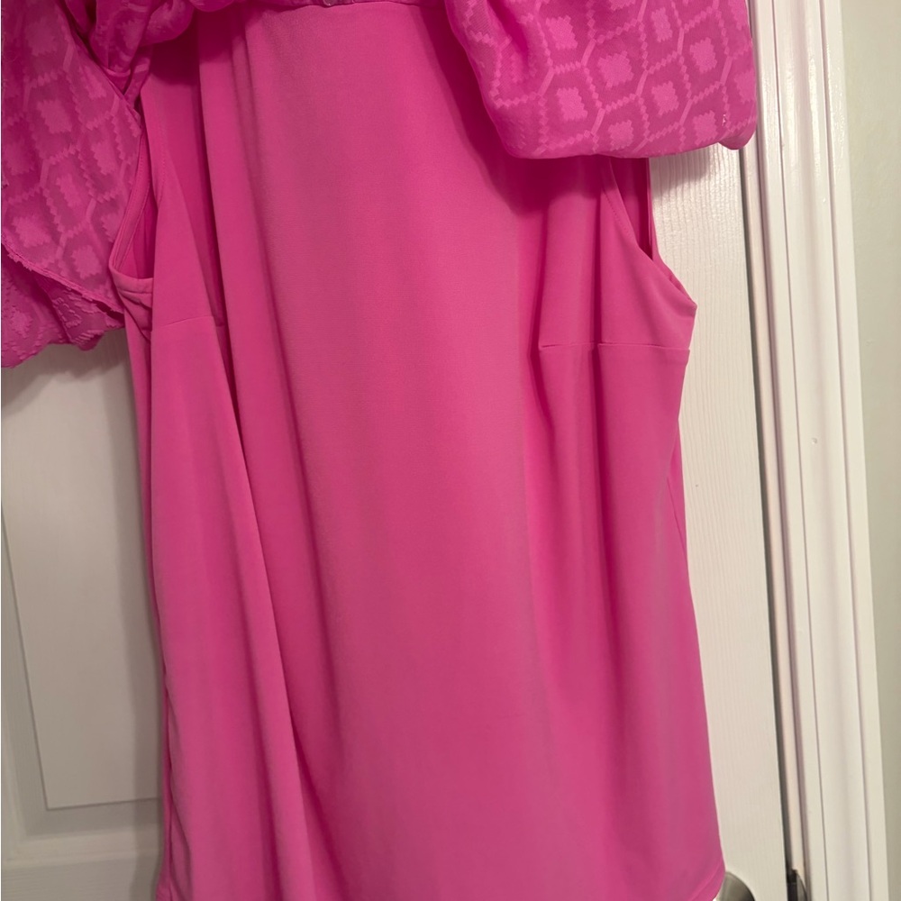 JM Collection Fuchsia Diamond Pattern Blouse - Picture 8 of 8